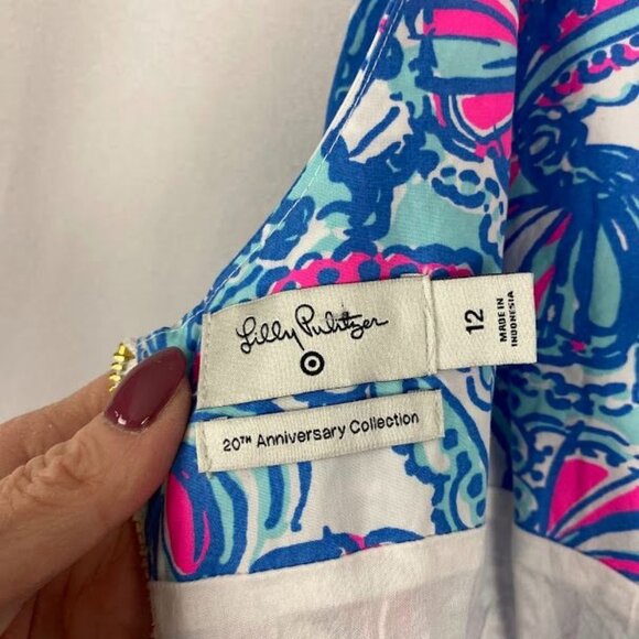 Lilly Pulitzer For Target NWT My Fans Sleeveless Split Neck Shift Mini Dress Wo - Picture 13 of 16